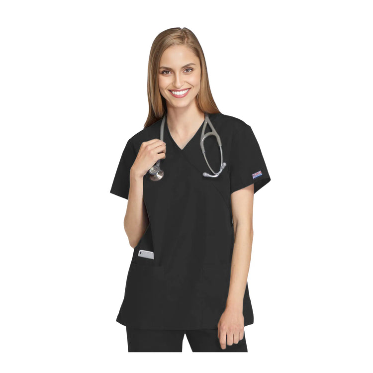 Bayona - Túnica Médica - Efecto Envoltura - Manga Corta - Mujer - 72 cm - Cherokee Cherokee Authentic Workwear 
