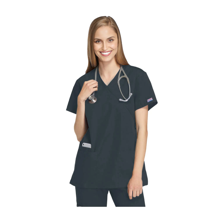Bayona - Túnica Médica - Efecto Envoltura - Manga Corta - Mujer - 72 cm - Cherokee Cherokee Authentic Workwear 