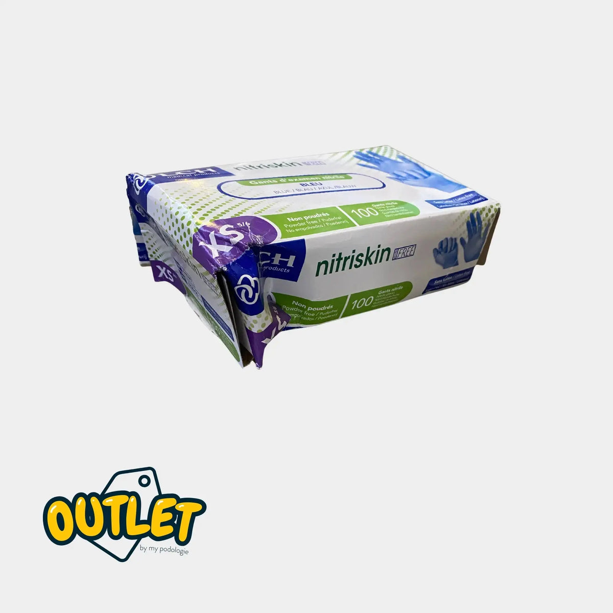 Guantes de examen - Nitrilo - Sin polvo - Ambidiestros - Caja de 100 - Mi Podología // Liquidación Liquidación 