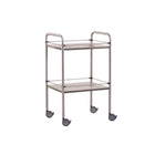 Mesa pedestal de acero inoxidable - 2 bandejas - 60 x 40 x 80 cm - Galerías extraíbles