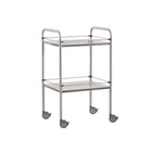Mesa pedestal de acero inoxidable - 2 bandejas - 70 x 50 x 80 cm - Galerías extraíbles