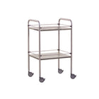 Mesa pedestal de acero inoxidable - 2 bandejas - 90 x 55 x 80 cm - Galerías extraíbles