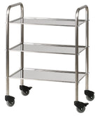 Mesa pedestal de acero inoxidable - 3 estantes - 60 x 40 cm