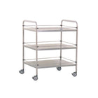Mesa pedestal de acero inoxidable - 3 estantes - 70 x 50 x 80 cm - Galerías extraíbles