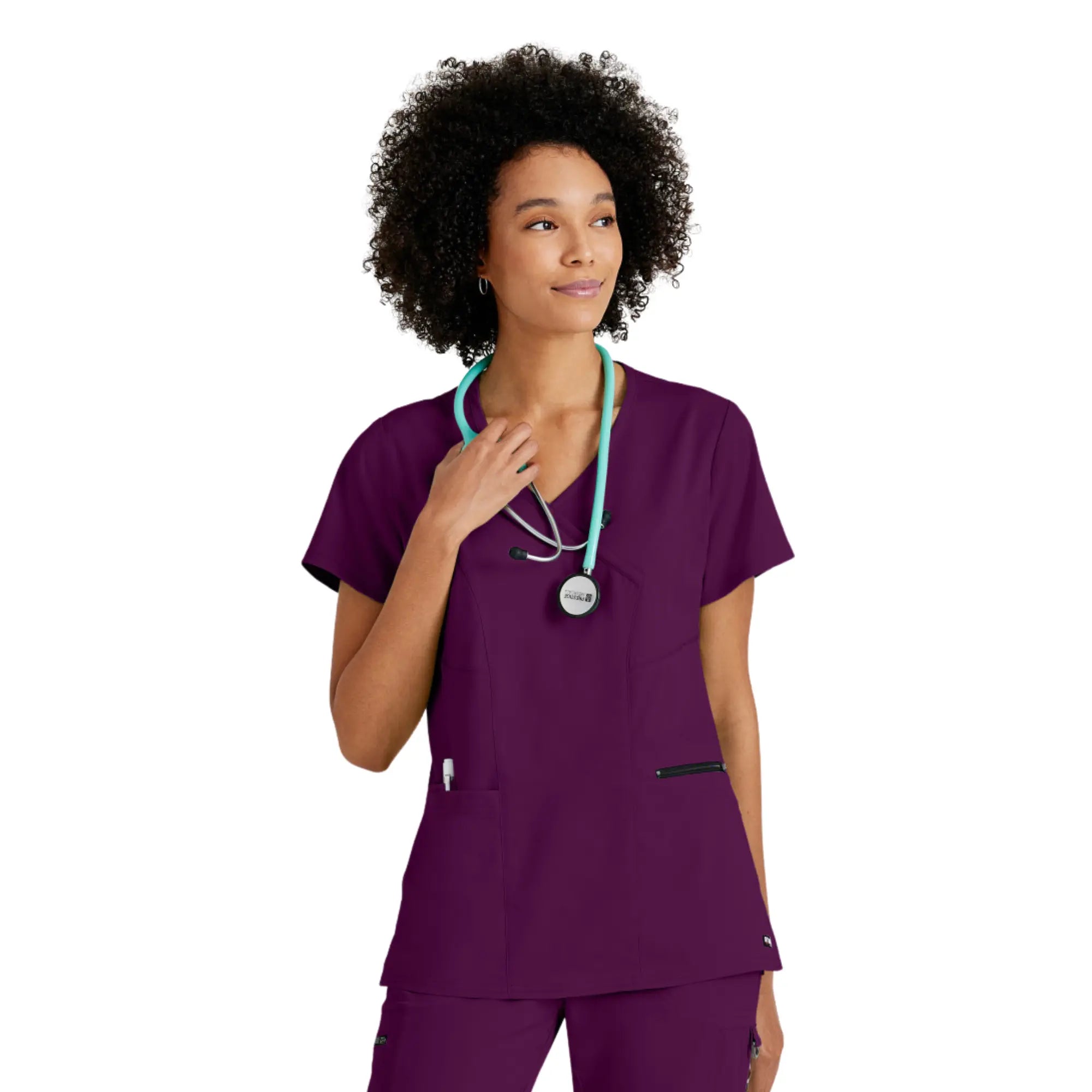 Kim - Tunique col V croisé - Femme - Grey’s Anatomy Stretch Grey’s Anatomy  Aubergine / XL
