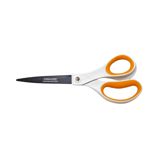 Tijeras metálicas antiadherentes - Blanco / Naranja - 21 cm - Fiskars - My Podologie