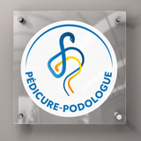Placa pedicura-podólogo con logo oficial - Plexiglás 45x45cm - Con espaciadores