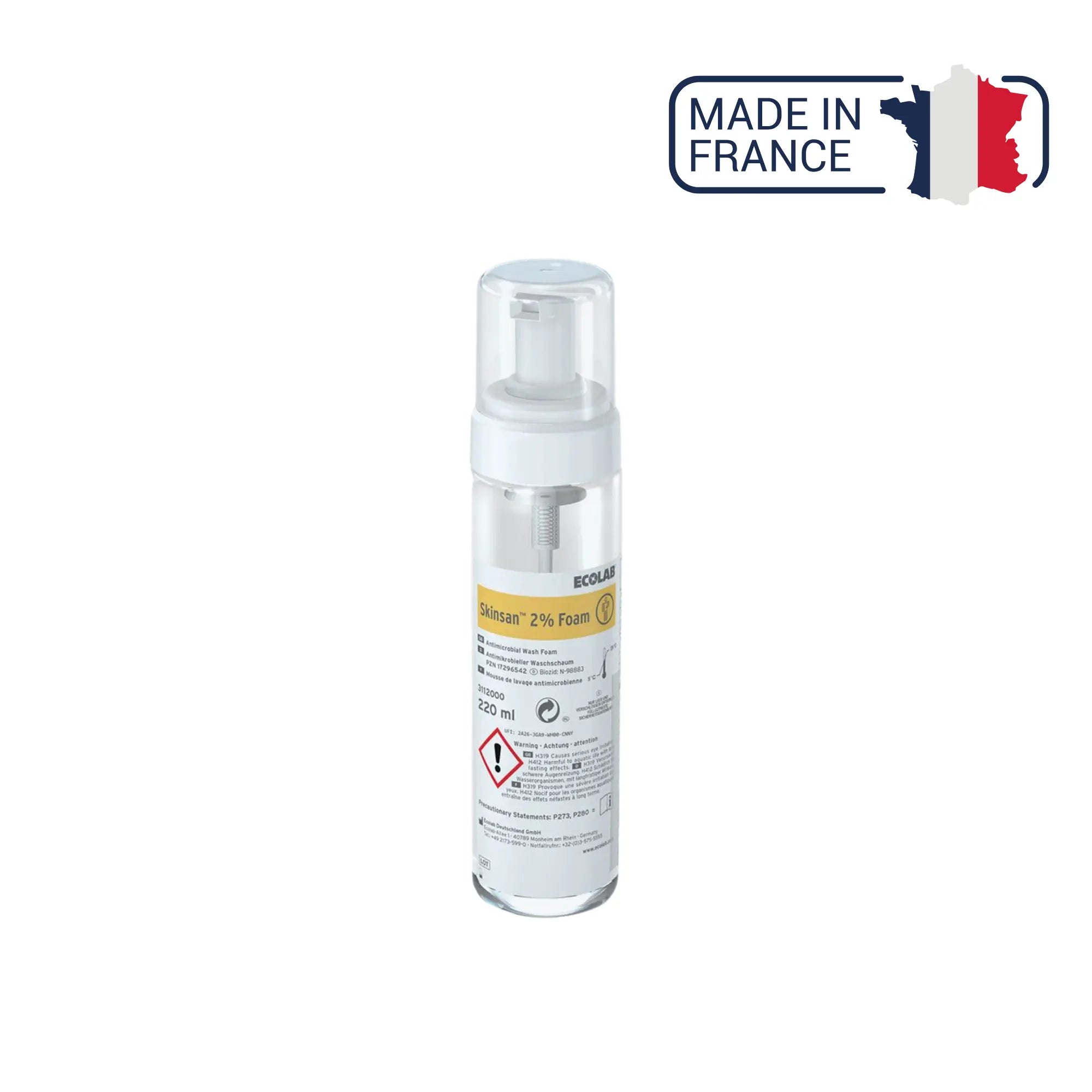 Skinsan 2% Foam - mousse lavante antiseptique sans rinçage - 220 ml - Anios Anios 